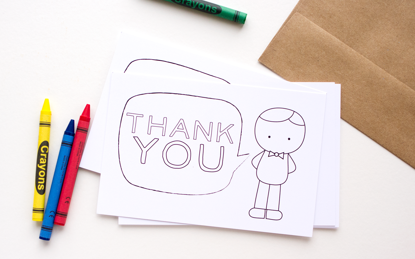 Printable Color In Thank You Cards For Kids The Mombot