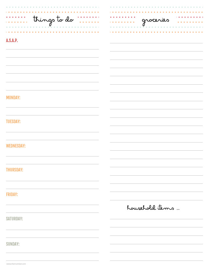 Free printable to-do and grocery list | TheMombot.com