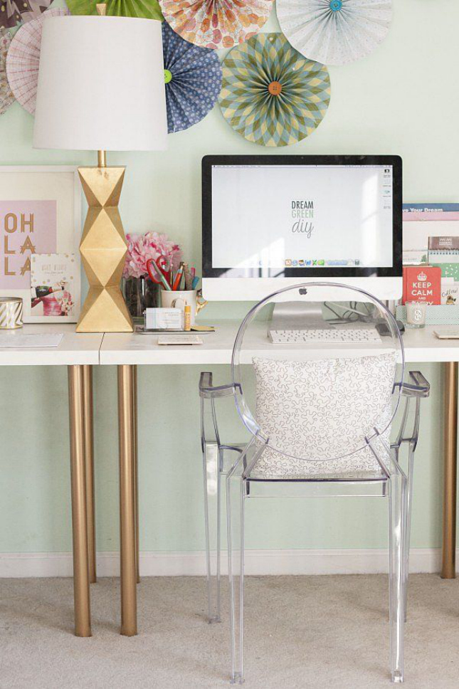 White and gold on sale desk ikea