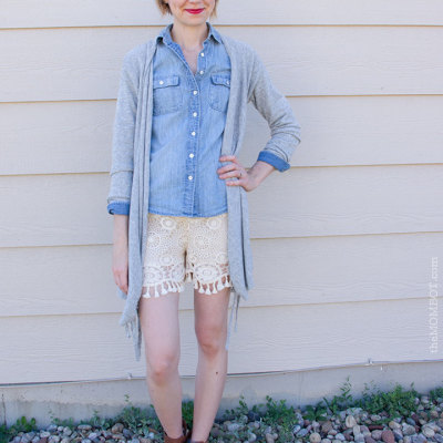 Lace shorts and transitioning to fall on TheMombot.com
