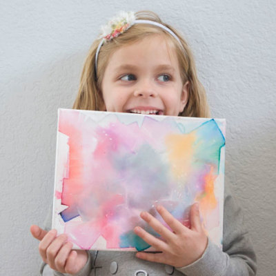 Kid Canvas Art with Bleeding Tissue Paper