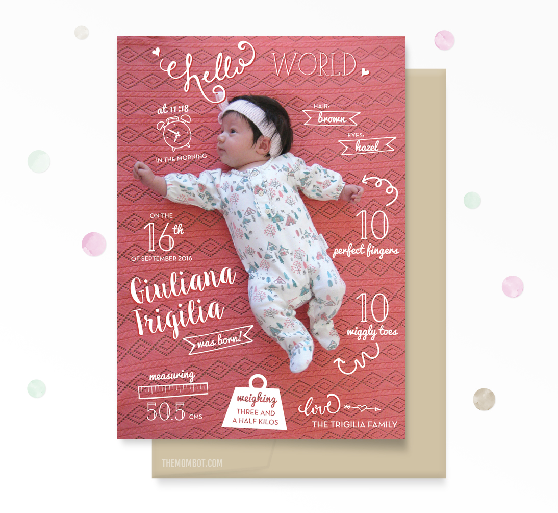 birth announcement, girl birth announcement, custom birth announcement, infographic birth announcement