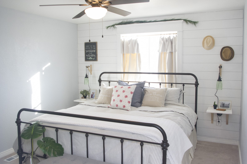 modern farmhouse bedroom, farmhouse bedroom, shiplap, shiplapped bedroom, Modern Farmhouse Bedroom Redesign