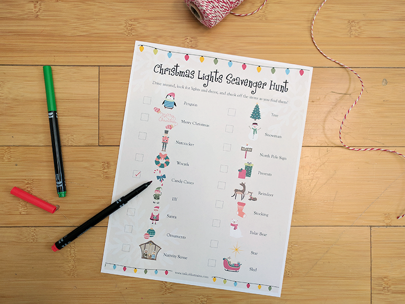 christmas lights scavenger hunt, christmas scavenger hunt, printable scavenger hunt, Impromptu Fun Family Holiday Activities