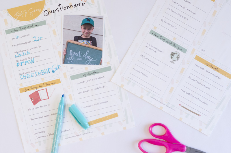 free first and last day of school questionnaire printable