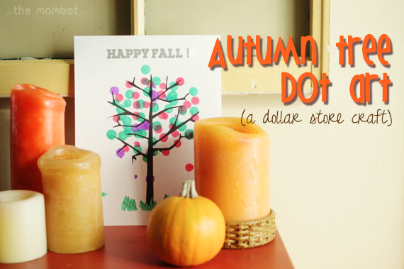 autumn tree dot art from the Dollar Store | TheMombot.com