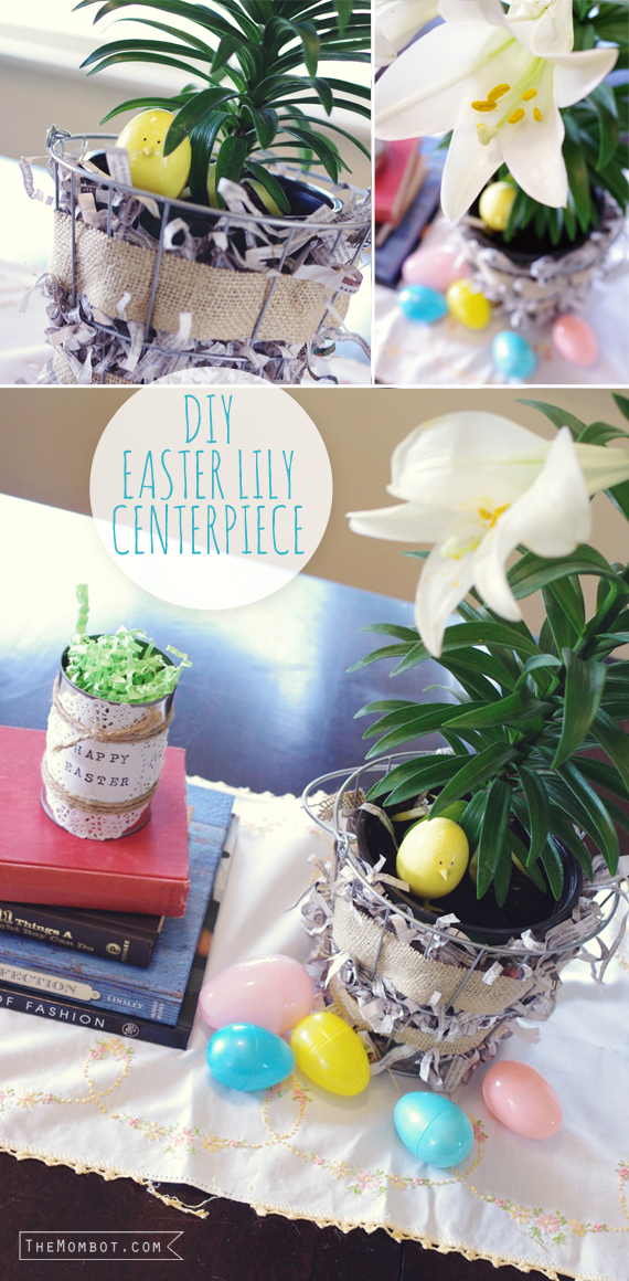 diy shabby chic easter lily centerpiece | themombot.com