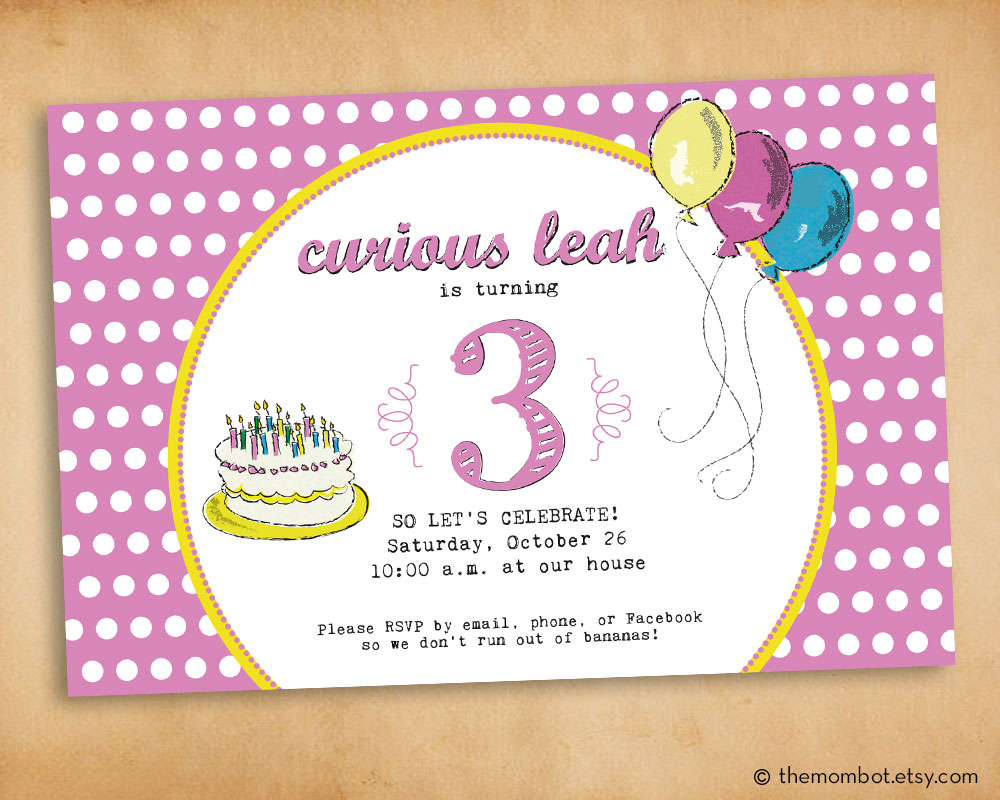 Vintage curious george birthday party invitations | TheMombot.com