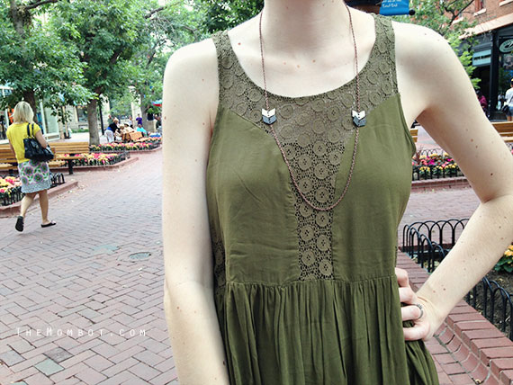 What I Wore: Green lace Anthropologie dress | TheMombot.com