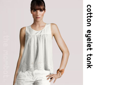 eyelet cotton tank, organic cotton tank