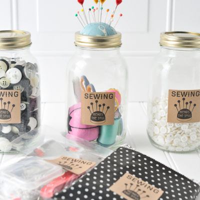 mason jar mending kit, gifts for mom, diy gifts for mom