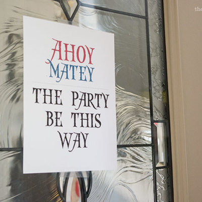 "Ahoy Matey" sign for our Pirate Birthday Party | TheMombot.com