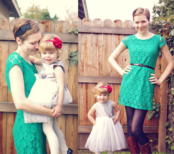 WIWW { holiday } : Green lace dress - The Mombot