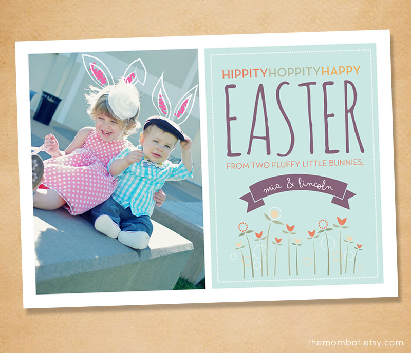 Easter photo card with bunny ears from themombot.etsy.com